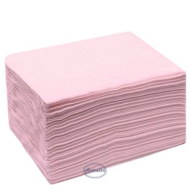Полотенца одноразовые гладкие 40x70 см цветные, Цена салона ✅, Розовый, Нарезные, сложение вчетверо