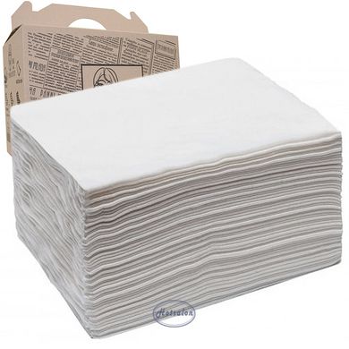 Полотенца одноразовые в коробке гладкие 40x70 см белые, Цена салона ✅, 50 шт, Нарезные, сложение вчетверо
